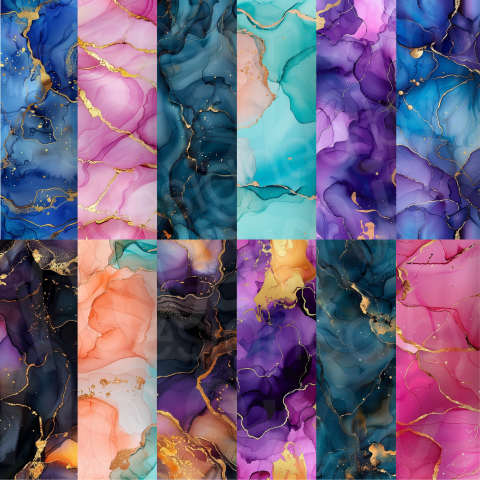 Vibrant Colour Alcohol Ink Patterns - Digital Paper