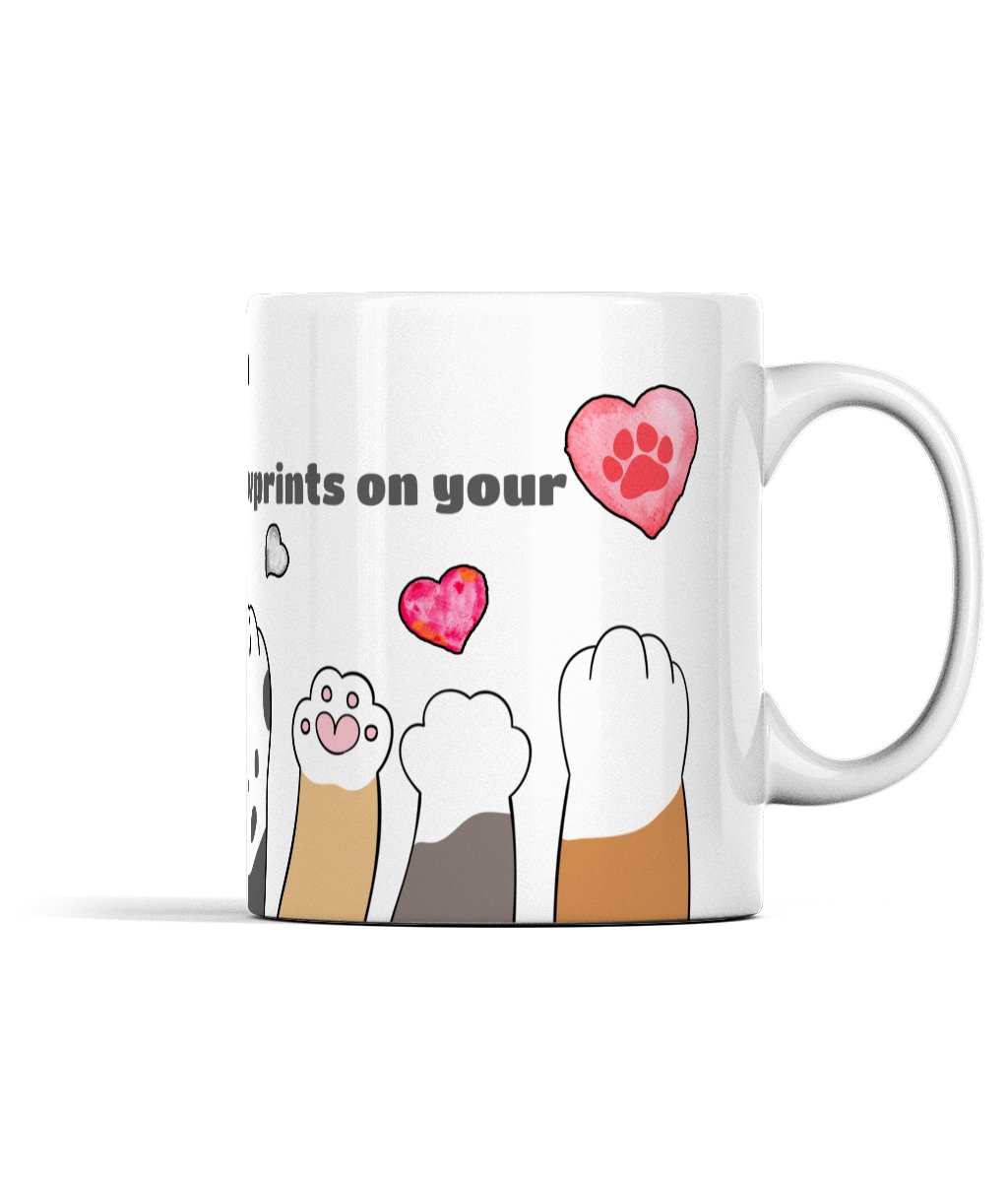 Cats Leave Pawprints On Your Heart - Borderless Print Mug - Designed by Naomi - Designed by Naomi