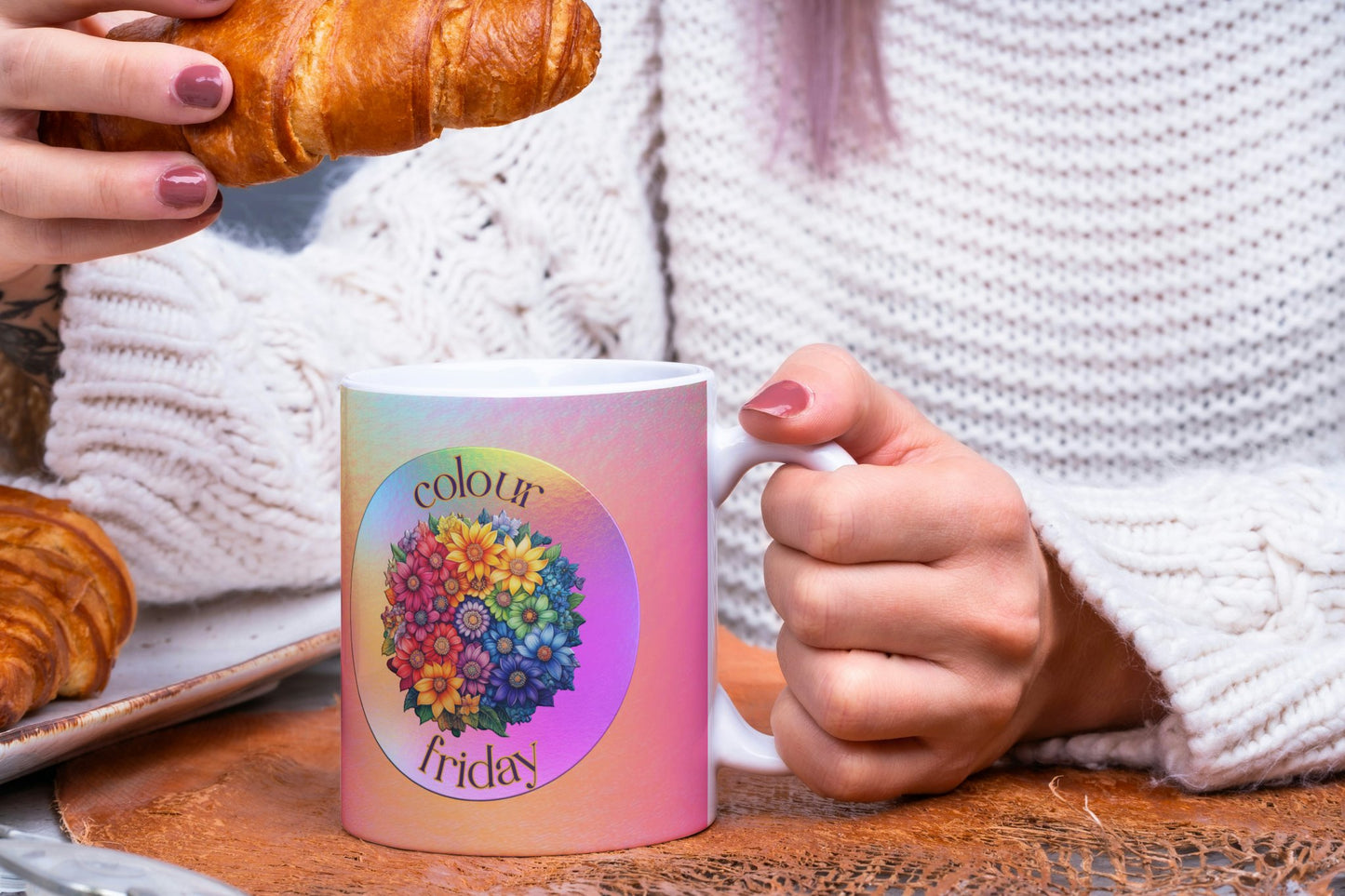Colour Friday 11 oz Mug | Muticolour Borderless Design - Designed by Naomi - Designed by Naomi