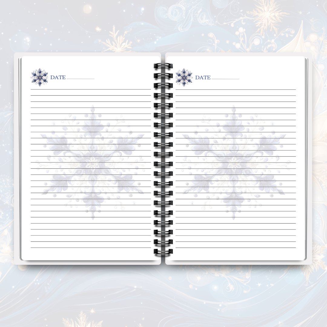 Elegant Snowflakes Notebook | A5, 50 lined pages - Designed by Naomi - Designed by Naomi