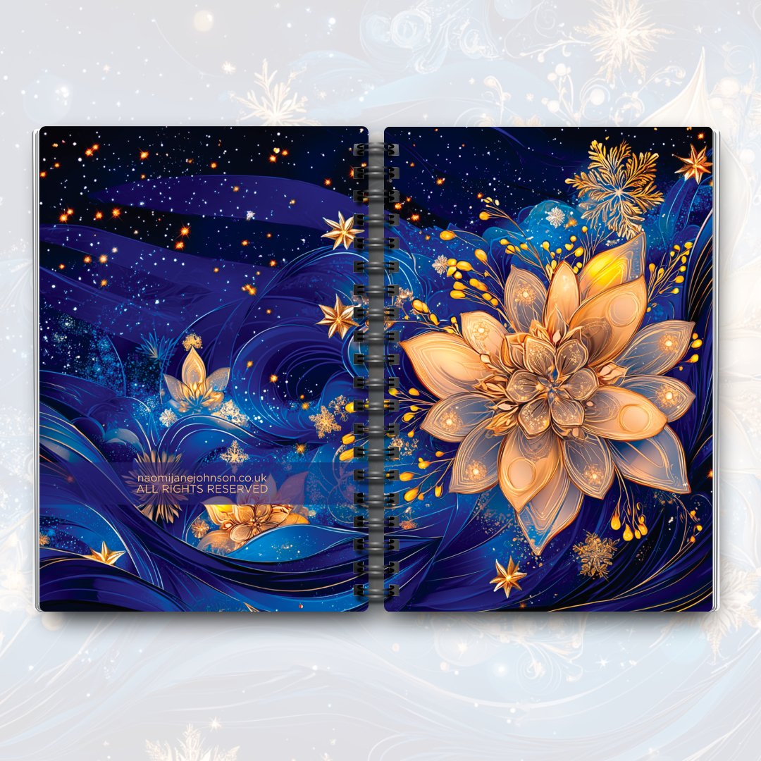 Elegant Snowflakes Notebook | A5, 50 lined pages - Designed by Naomi - Designed by Naomi