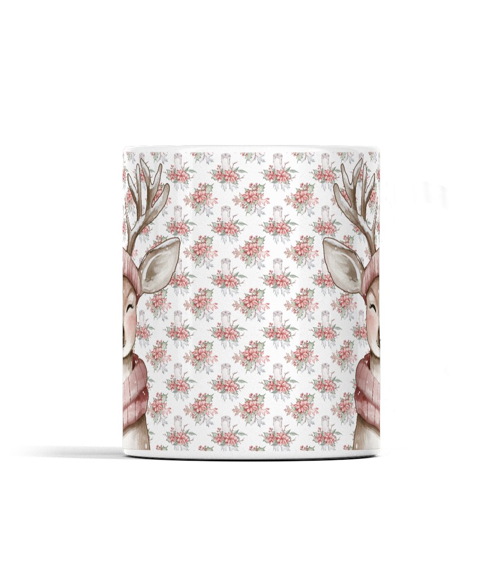 Rosie Reindeer 11 oz Ceramic Mug | Borderless Design - Designed by Naomi - Designed by Naomi