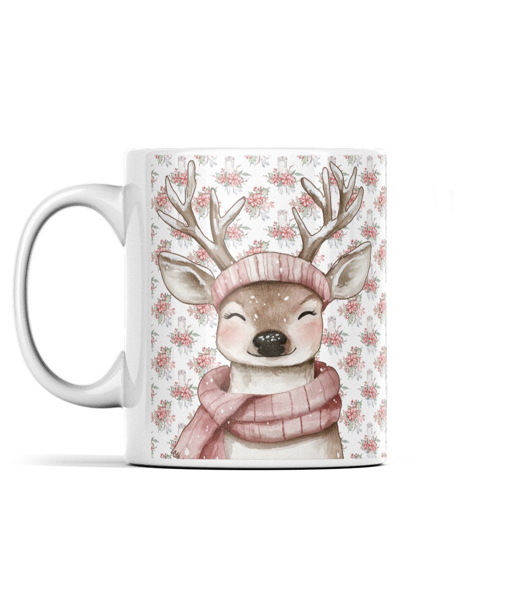 Rosie Reindeer 11 oz Ceramic Mug | Borderless Design - Designed by Naomi - Designed by Naomi