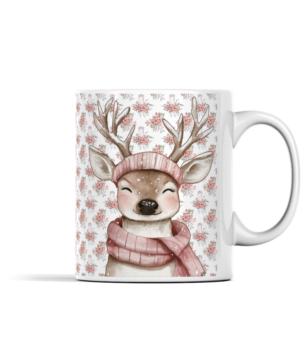 Rosie Reindeer 11 oz Ceramic Mug | Borderless Design - Designed by Naomi - Designed by Naomi
