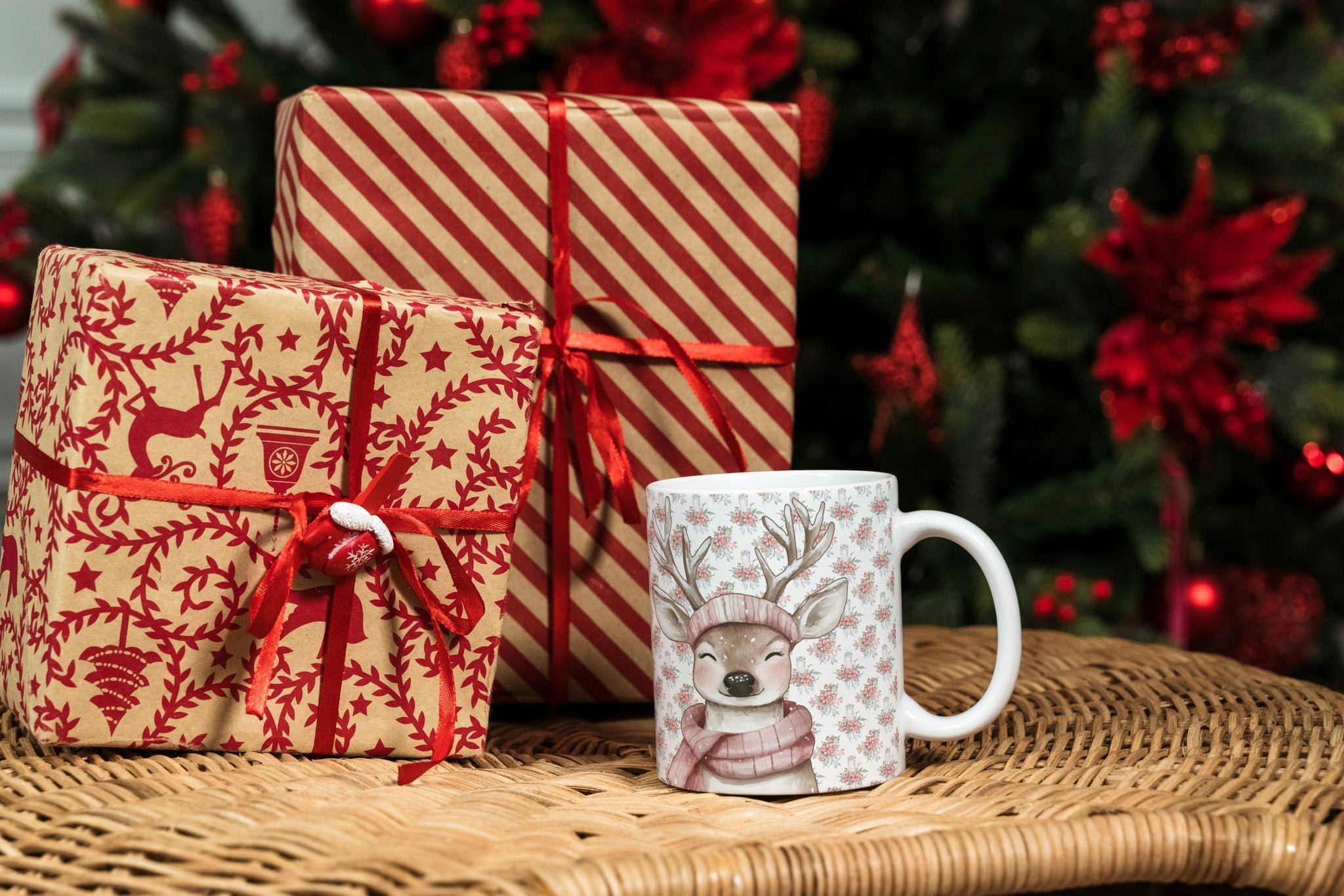 Rosie Reindeer 11 oz Ceramic Mug | Borderless Design