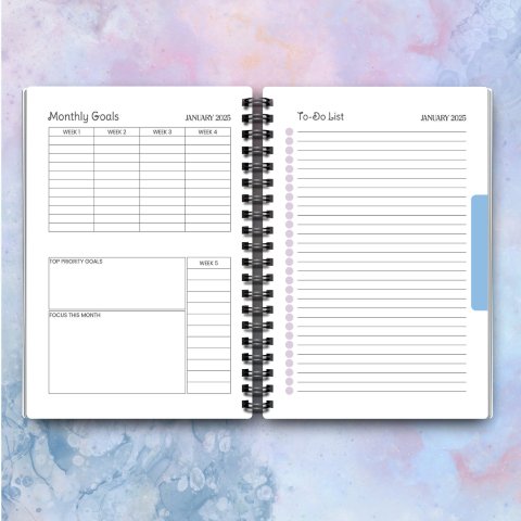The Peaceful Planner 2025 - A5 Coil Bound Book - Designed by Naomi - Designed by Naomi