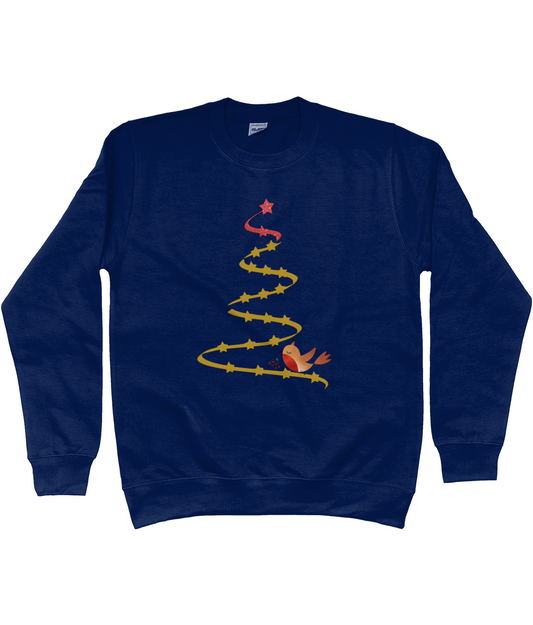 stylish Christmas sweatshirt with tree and robin design