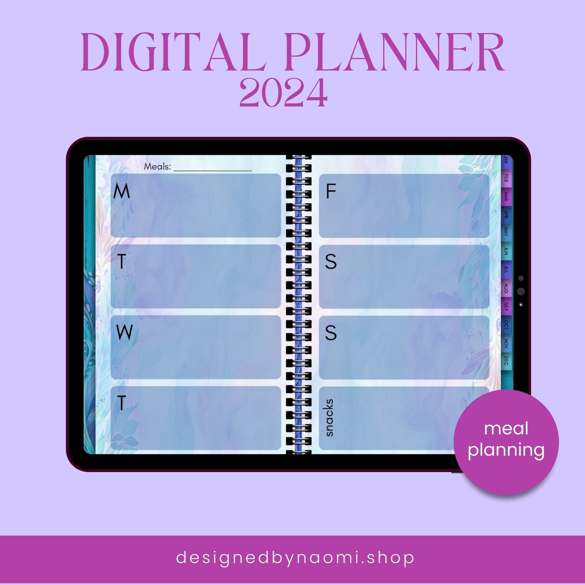 2024 Digital Planner | Fully Dated and Hyperlinked | Landscape Format | Google Calendar Linked - Designed by Naomi - Designed by Naomi