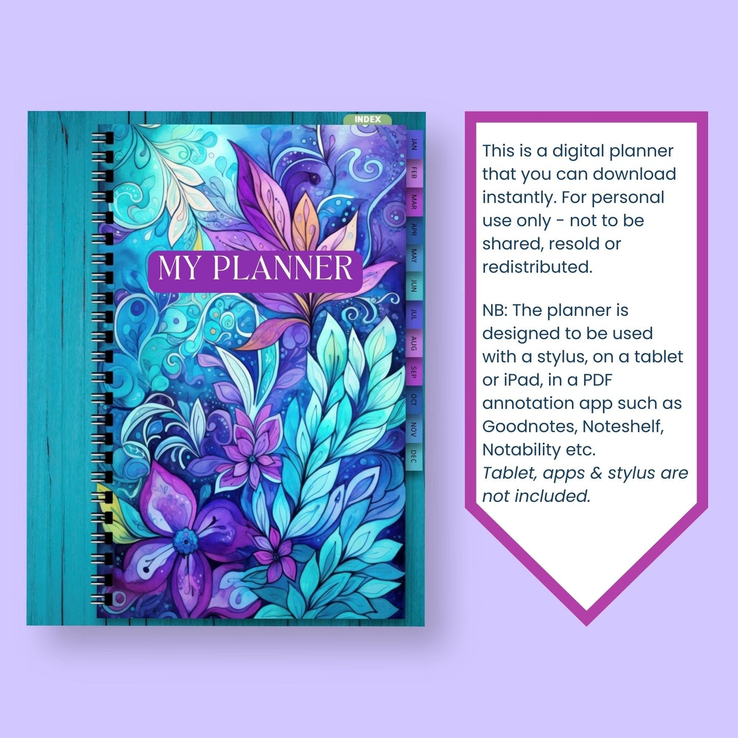 2024 Digital Planner | Fully Dated and Hyperlinked | Landscape Format | Google Calendar Linked - Designed by Naomi - Designed by Naomi