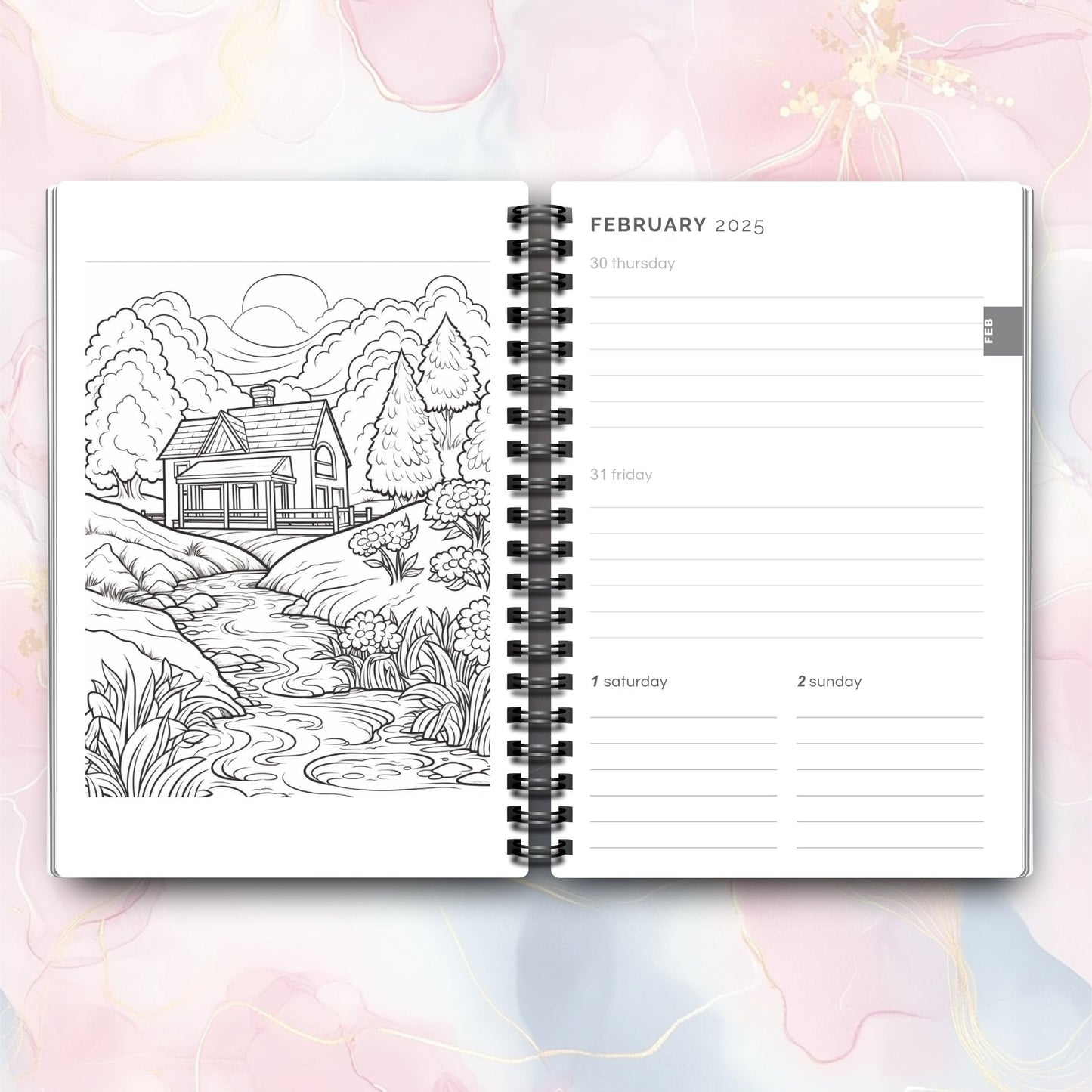 2025 Daily Planner With Colouring Pages - Designed by Naomi - Designed by Naomi