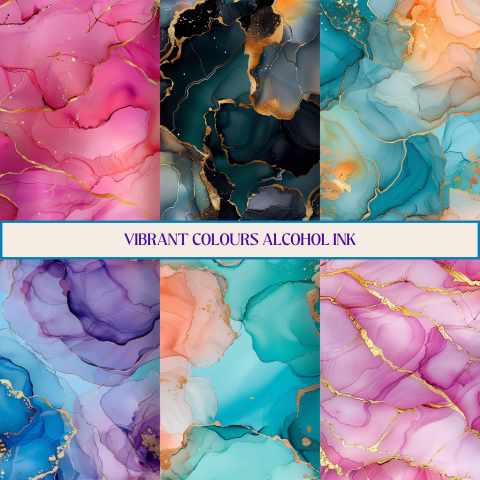 Vibrant Colour Alcohol Ink Patterns - Digital Paper
