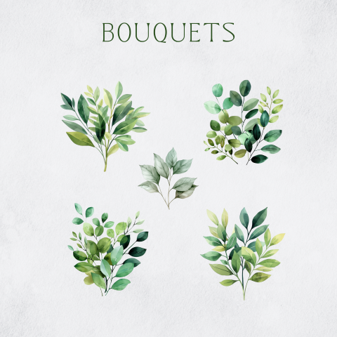 Mixed Greenery Clipart Pack