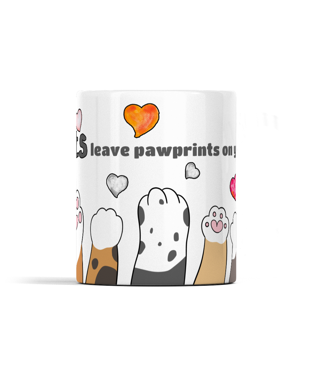 Cats Leave Pawprints On Your Heart - Borderless Print Mug