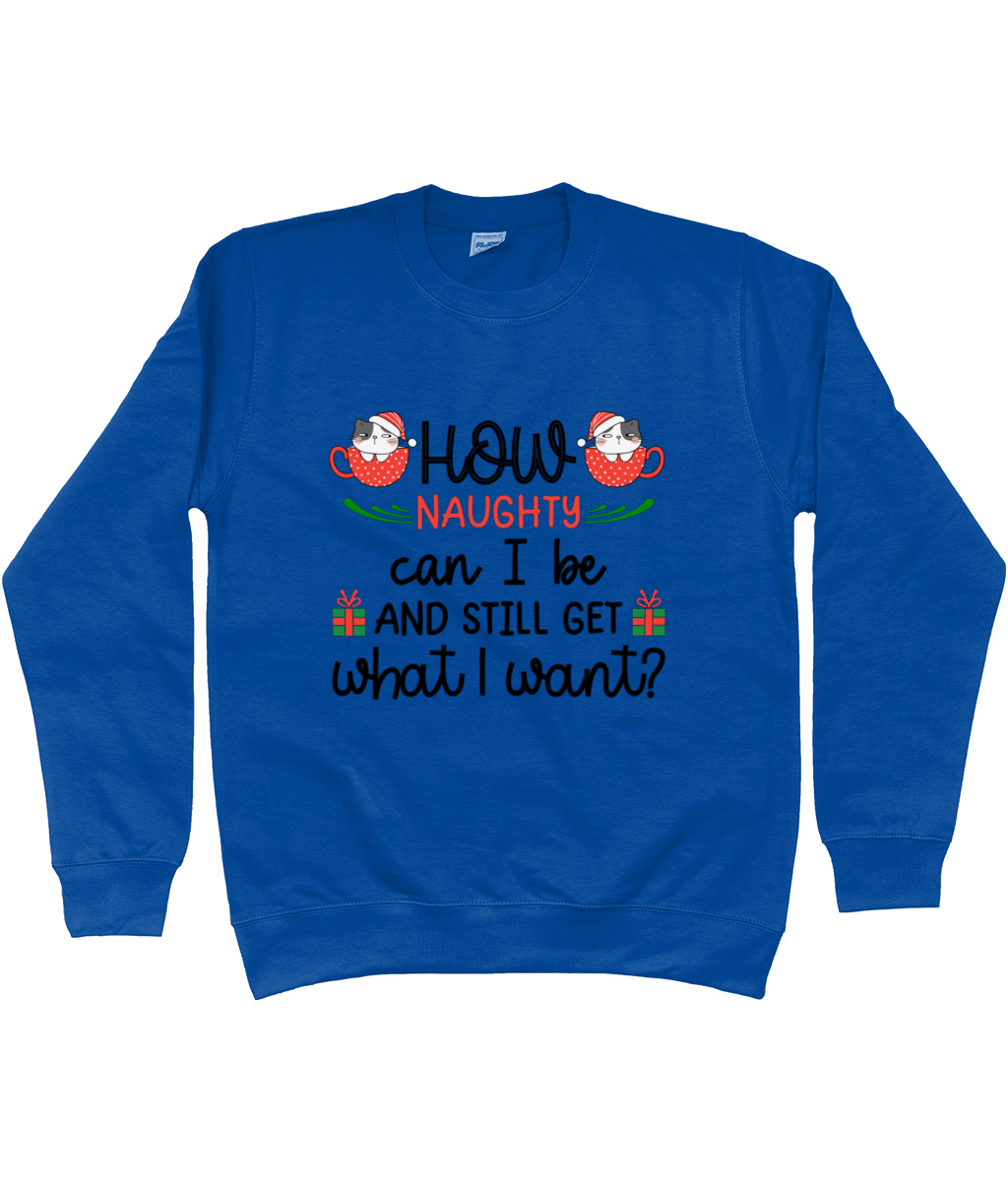 How Naughty Can I Be And Still Get What I Want - Christmas Sweatshirt