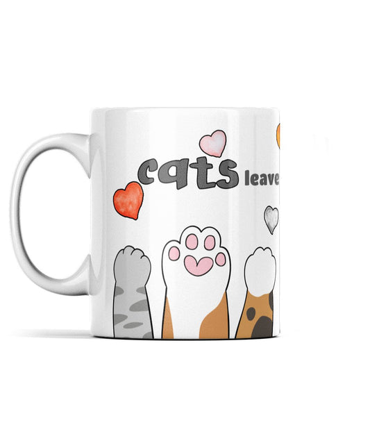 Cats Leave Pawprints On Your Heart - Borderless Print Mug - Designed by Naomi - Designed by Naomi