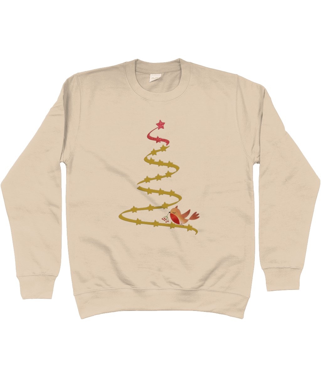 Christmas Tree and Robin Sweatshirt - Designed by Naomi - Designed by Naomi