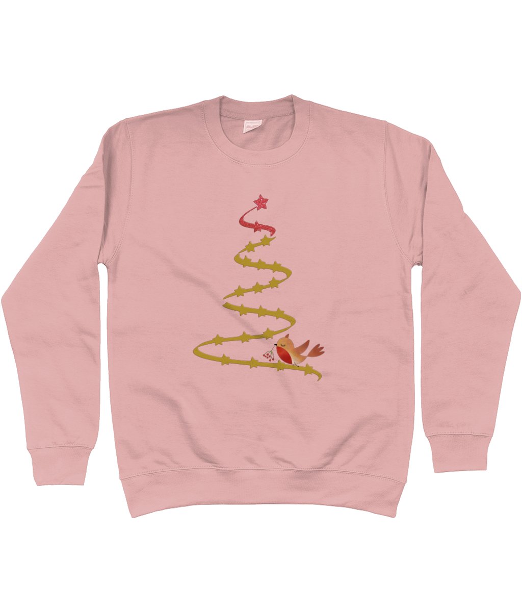 Christmas Tree and Robin Sweatshirt - Designed by Naomi - Designed by Naomi