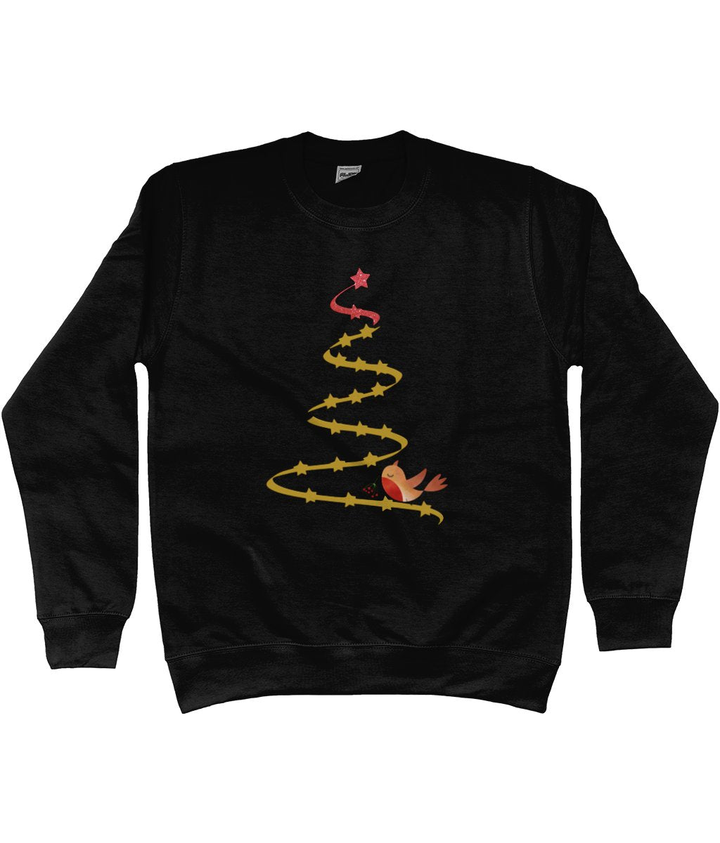 Christmas Tree and Robin Sweatshirt - Designed by Naomi - Designed by Naomi