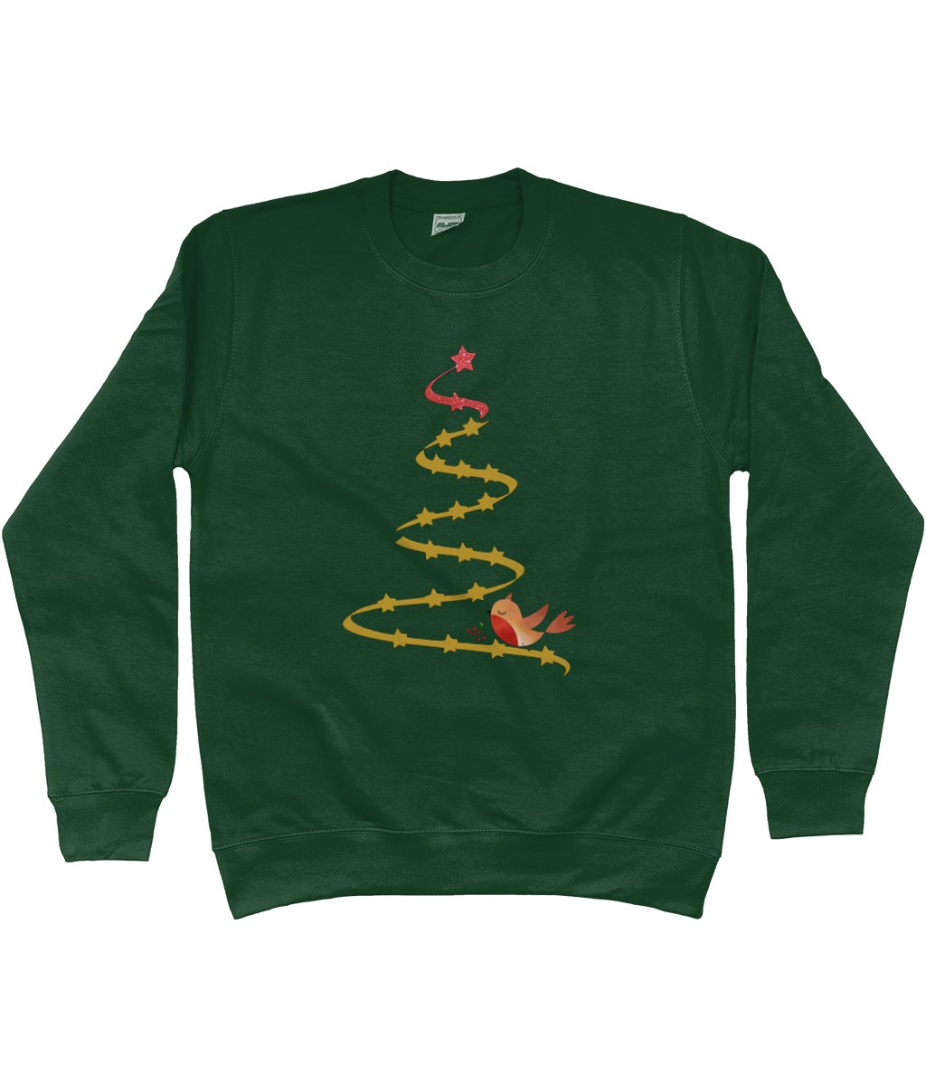 Christmas Tree and Robin Sweatshirt - Designed by Naomi - Designed by Naomi