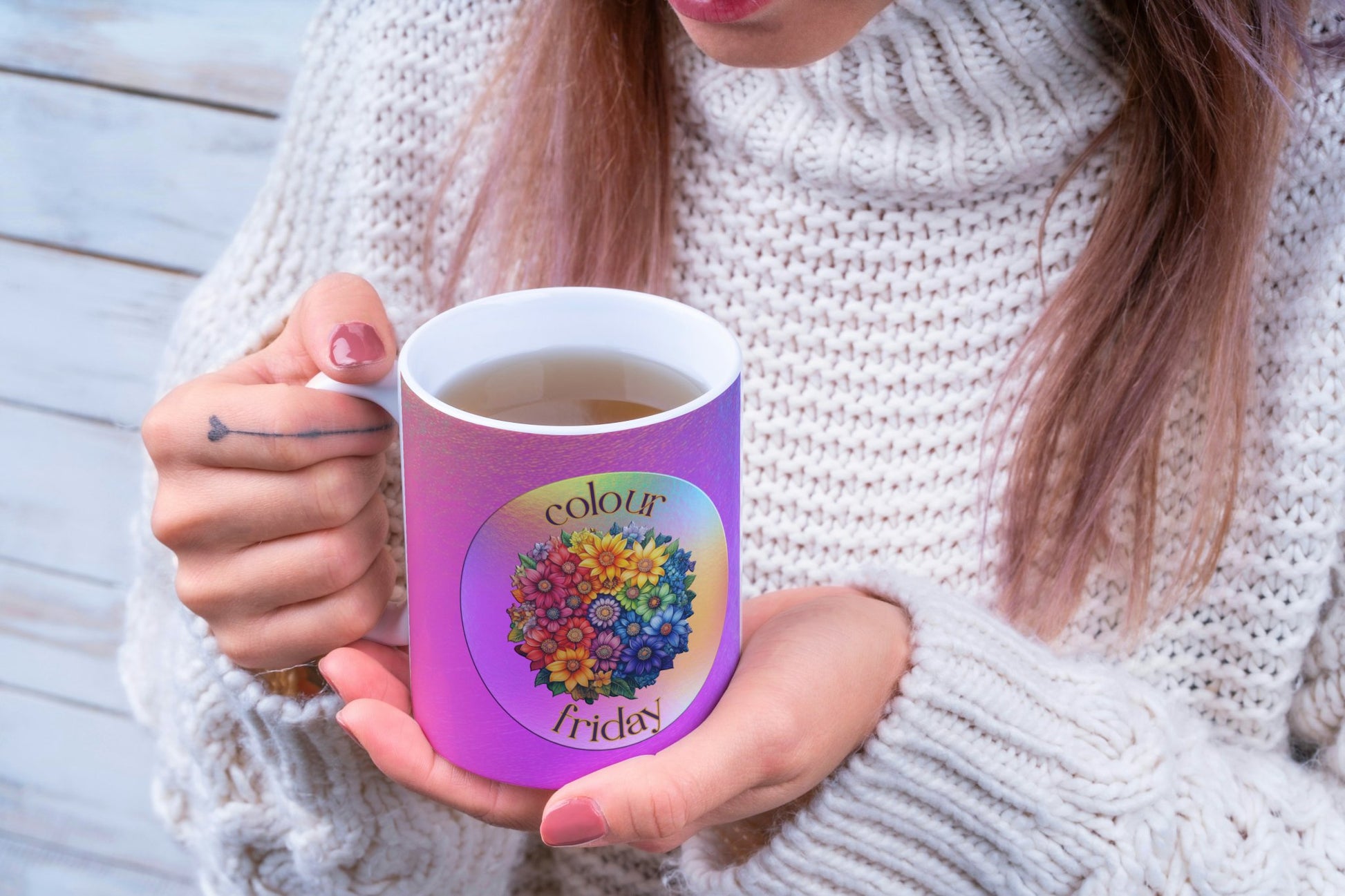 Colour Friday 11 oz Mug | Muticolour Borderless Design - Designed by Naomi - Designed by Naomi