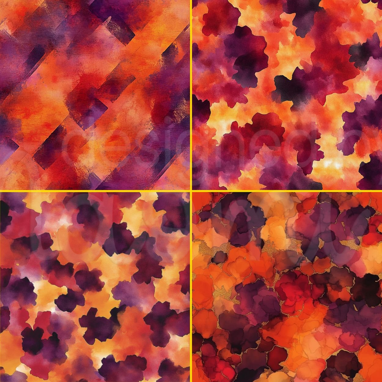 Colourful Autumn Abstract Design Digital Papers - Designed by Naomi - Designed by Naomi