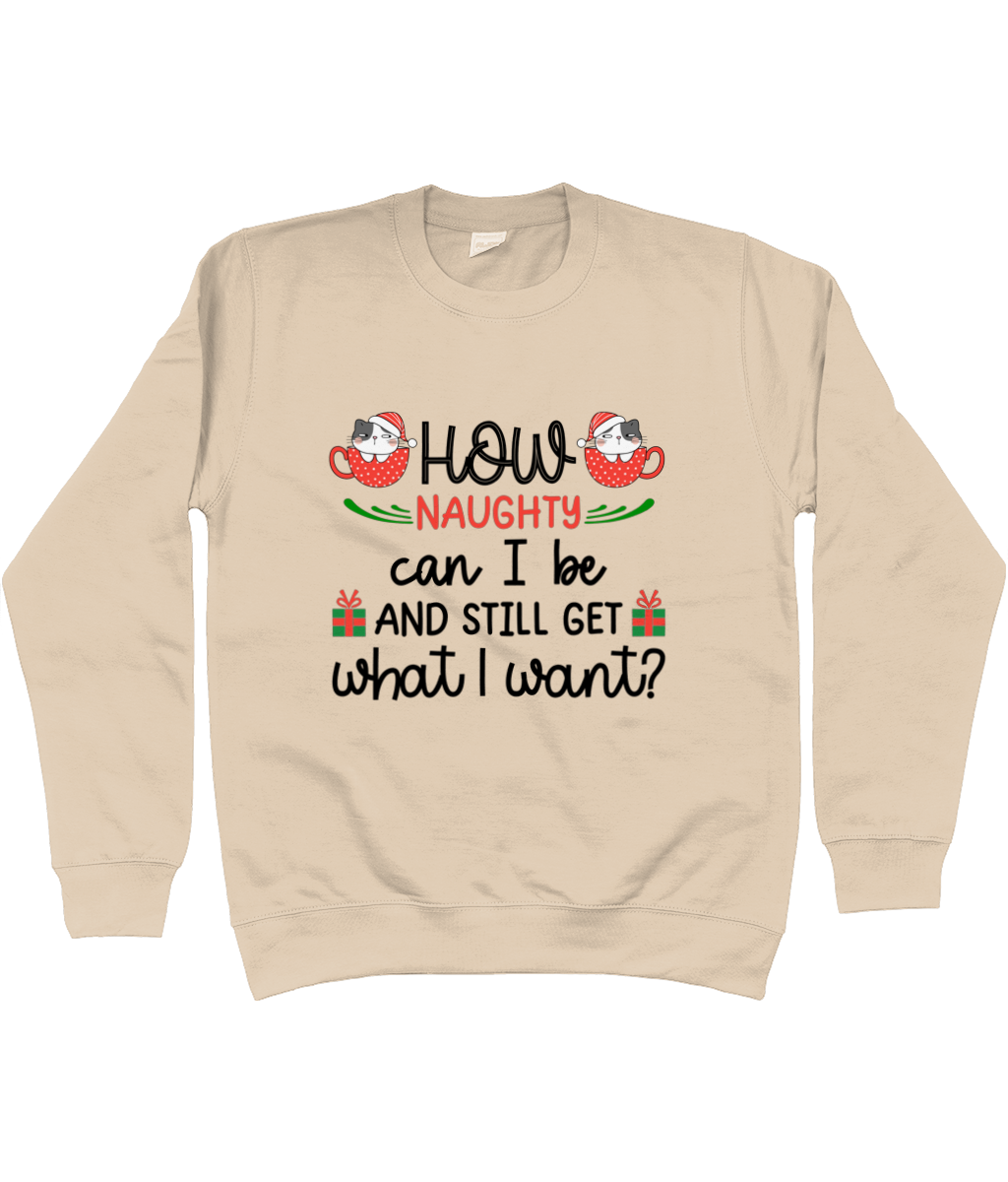How Naughty Can I Be And Still Get What I Want - Christmas Sweatshirt