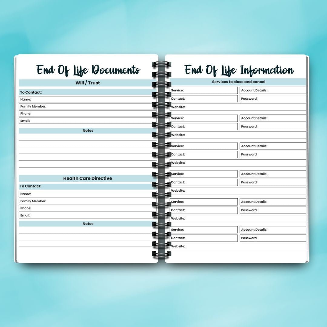 End of Life Planner and Journal - Designed by Naomi - Designed by Naomi