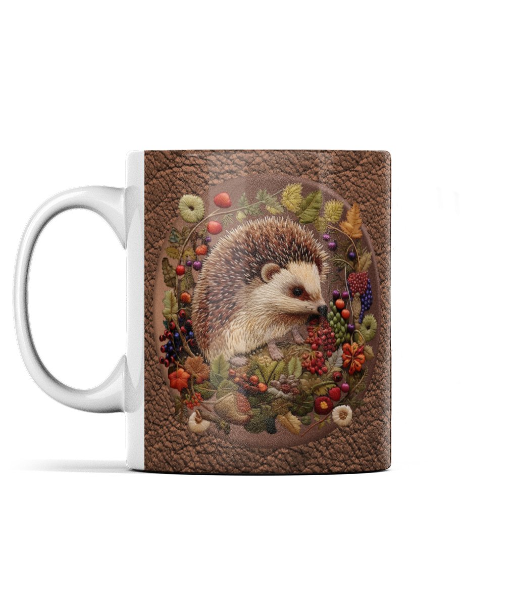 Hedgehog in Autumn Wreath Borderless Print Mug - Designed by Naomi - Designed by Naomi