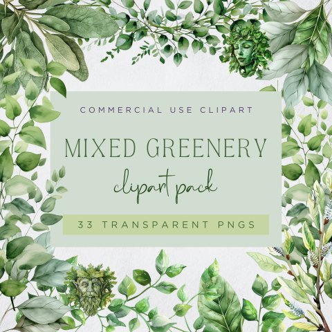 Mixed Greenery Clipart Pack - Designed by Naomi - Designed by Naomi