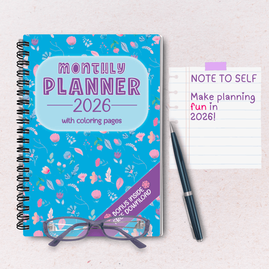 Monthly Planner 2026 with Coloring Pages - Designed by Naomi - Designed by Naomi