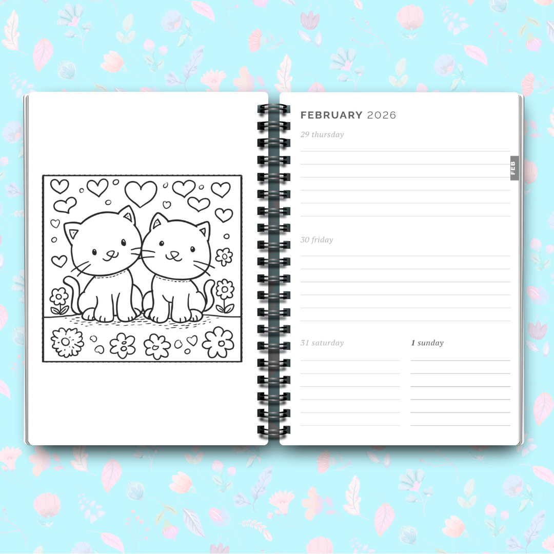 Monthly Planner 2026 with Coloring Pages - Designed by Naomi - Designed by Naomi