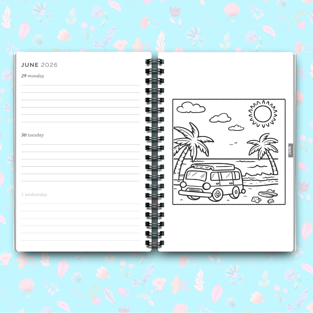 Monthly Planner 2026 with Coloring Pages - Designed by Naomi - Designed by Naomi