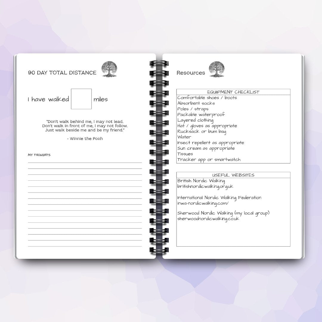 Nordic Walking Log Book - A5 Spiral Bound - Designed by Naomi - Designed by Naomi