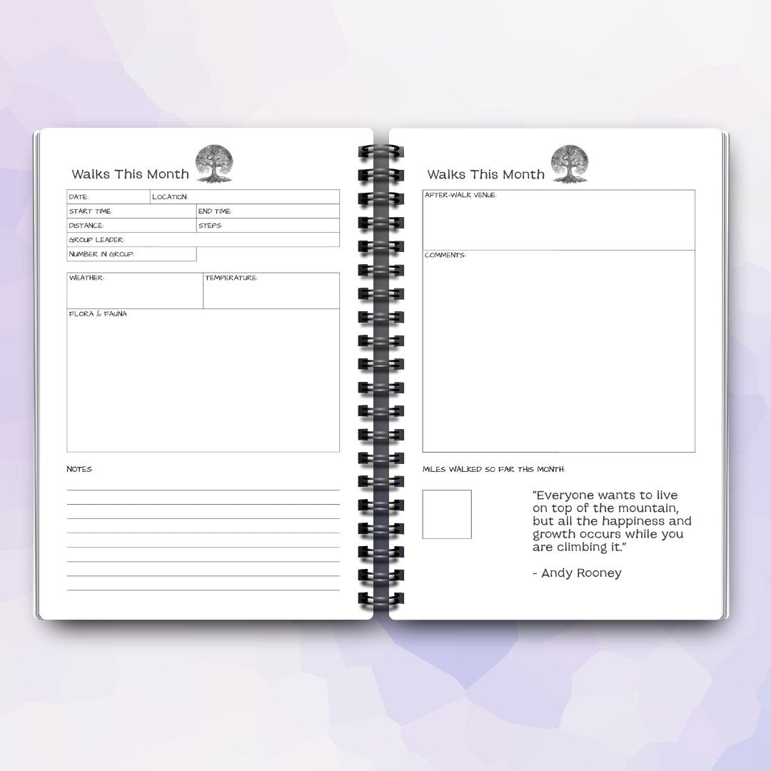 Nordic Walking Log Book - A5 Spiral Bound - Designed by Naomi - Designed by Naomi