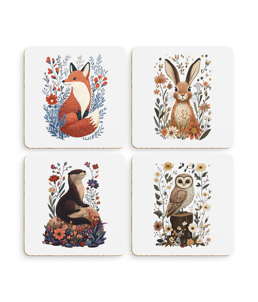 Pack of 4 Coasters | Scandinavian - style Animal Designs - Designed by Naomi - Designed by Naomi