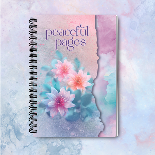 peaceful pages notebook, A5 coil bound  100 lined pages