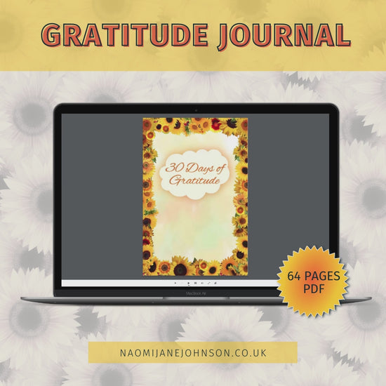 flipbook showing all pages of sunflower gratitude journal