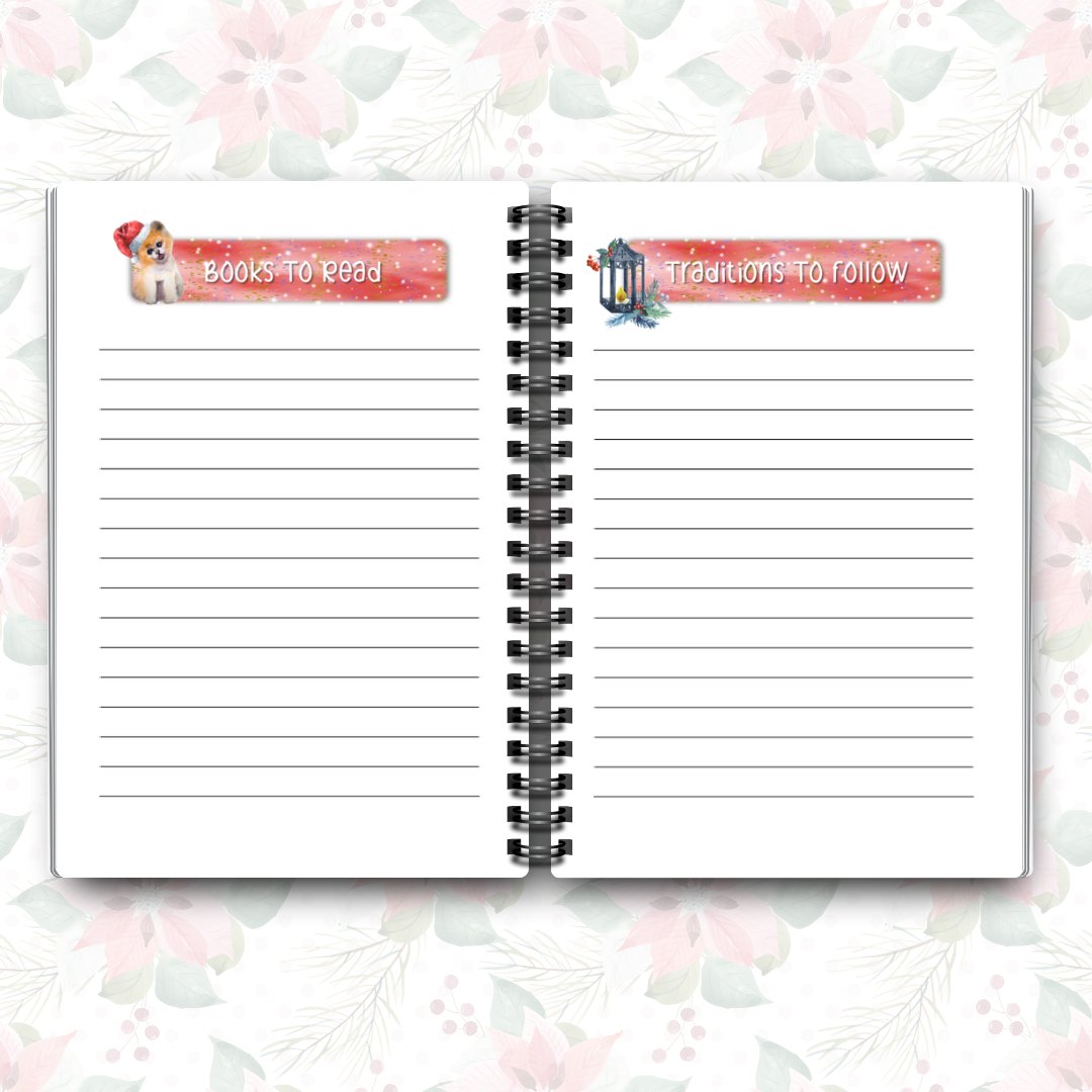 Undated Christmas Planner | A5 Spiral Bound Book | Full Colour - Designed by Naomi - Designed by Naomi