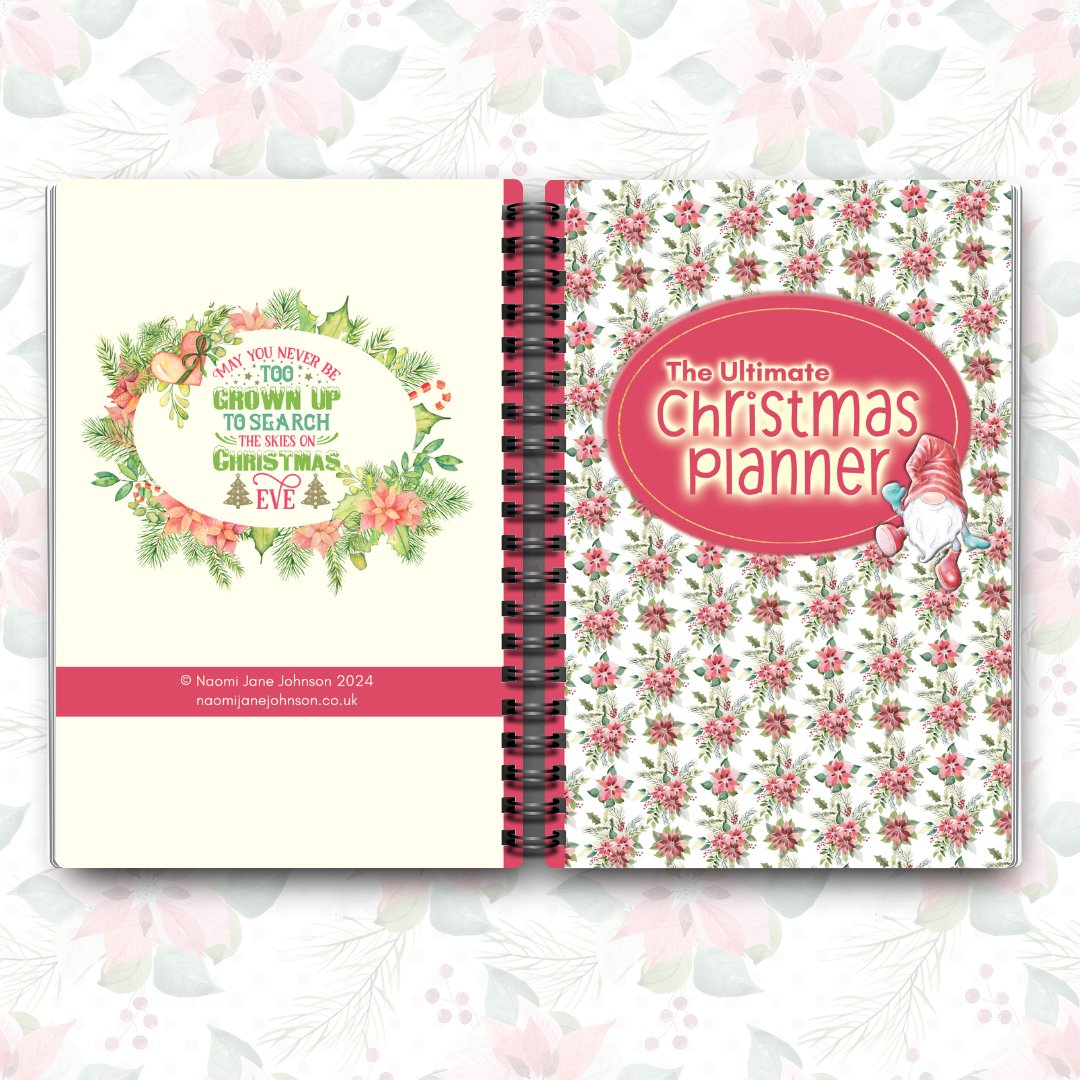 Undated Christmas Planner | A5 Spiral Bound Book | Full Colour - Designed by Naomi - Designed by Naomi