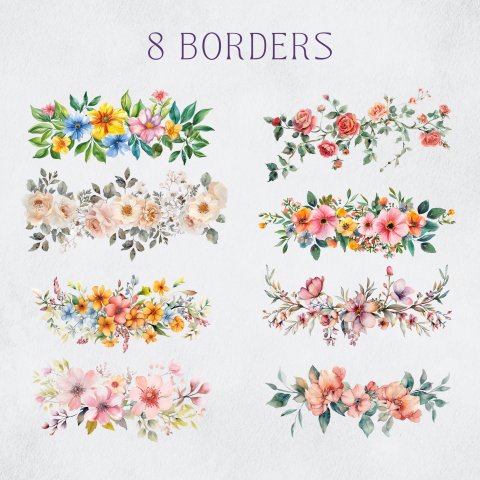 Watercolour Floral Clipart - Designed by Naomi - Designed by Naomi