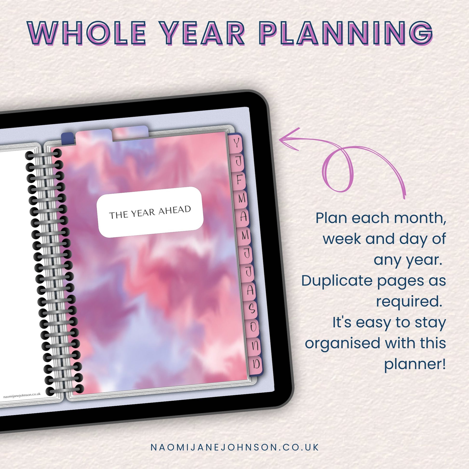 Watercolour Swirls Digital Planner and Stickers - Designed by Naomi - Designed by Naomi