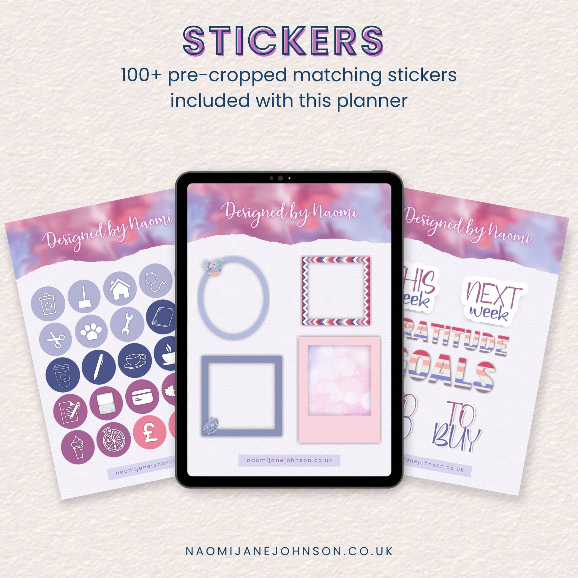 Watercolour Swirls Digital Planner and Stickers - Designed by Naomi - Designed by Naomi