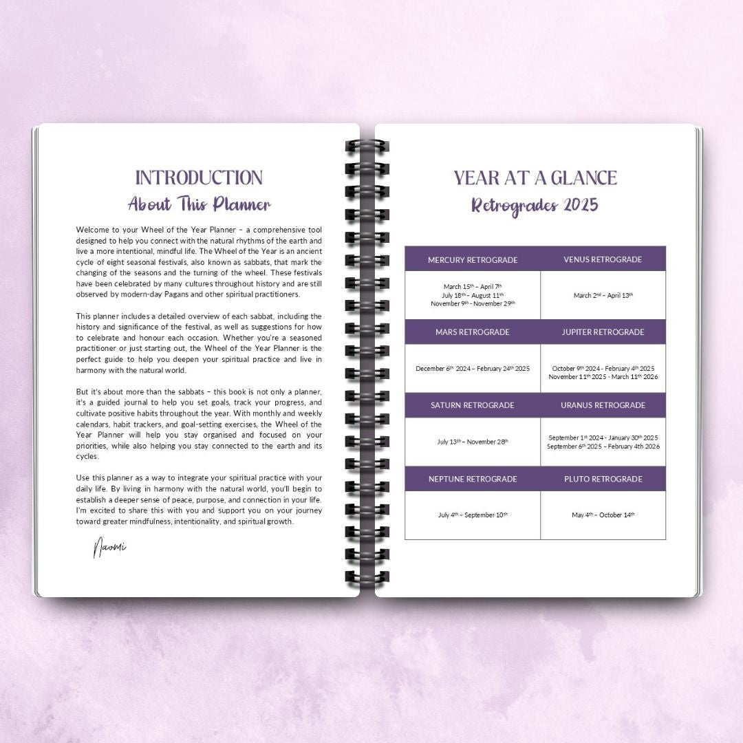 Wheel of the Year Planner 2025 - A5 Spiral Bound - Designed by Naomi - Designed by Naomi