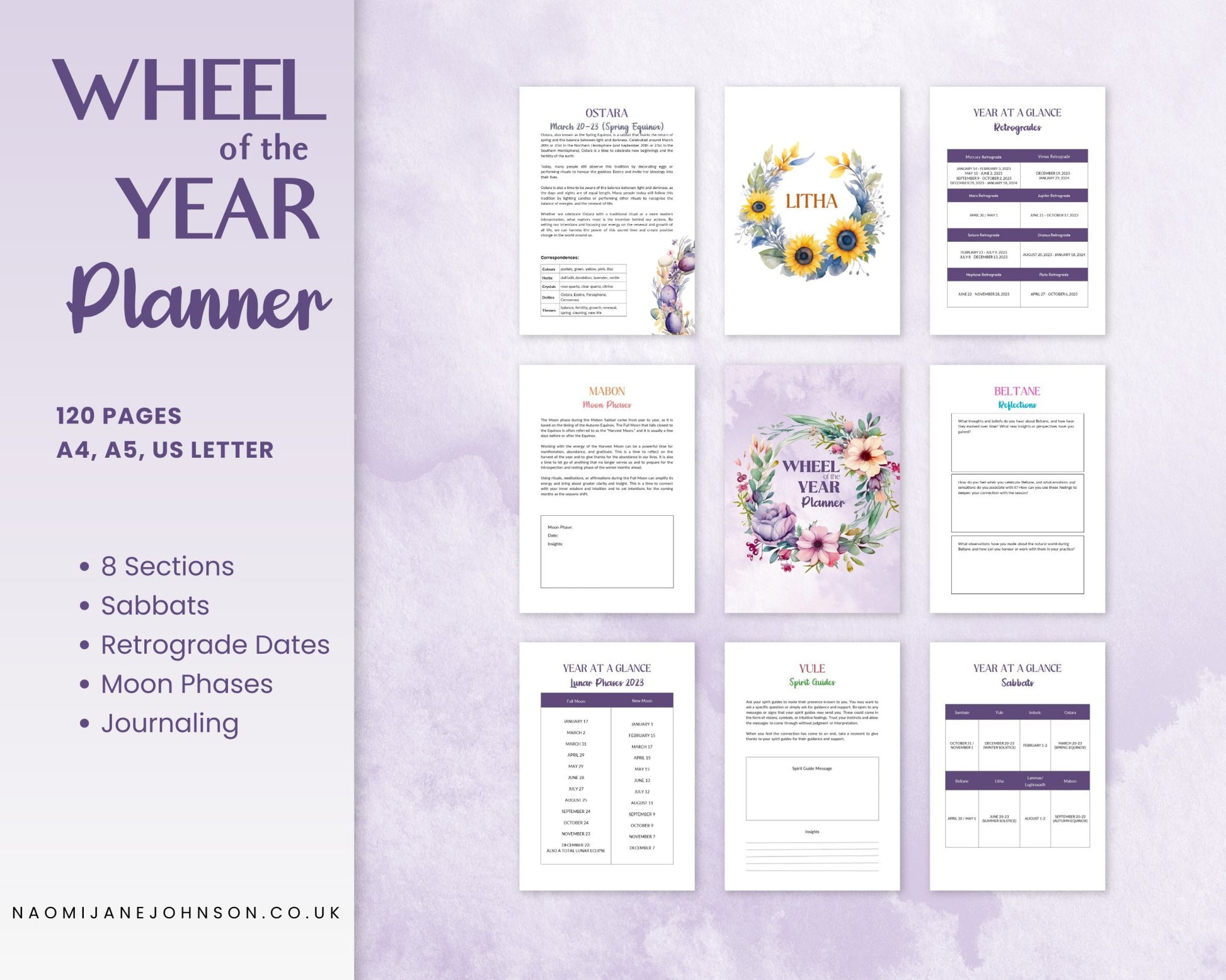 Wheel of the Year Planner - Printable - Designed by Naomi - Designed by Naomi