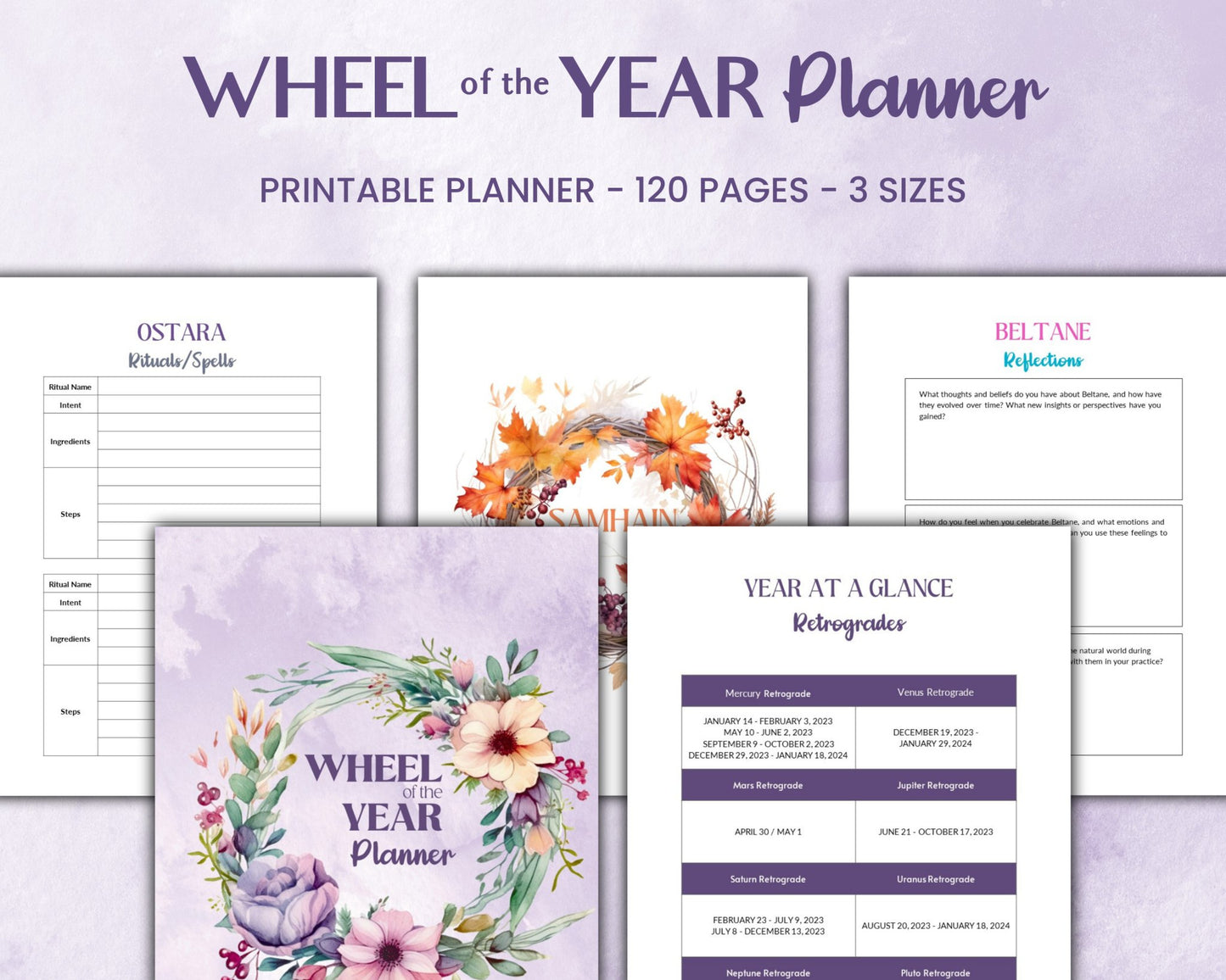 Wheel of the Year Planner - Printable - Designed by Naomi - Designed by Naomi