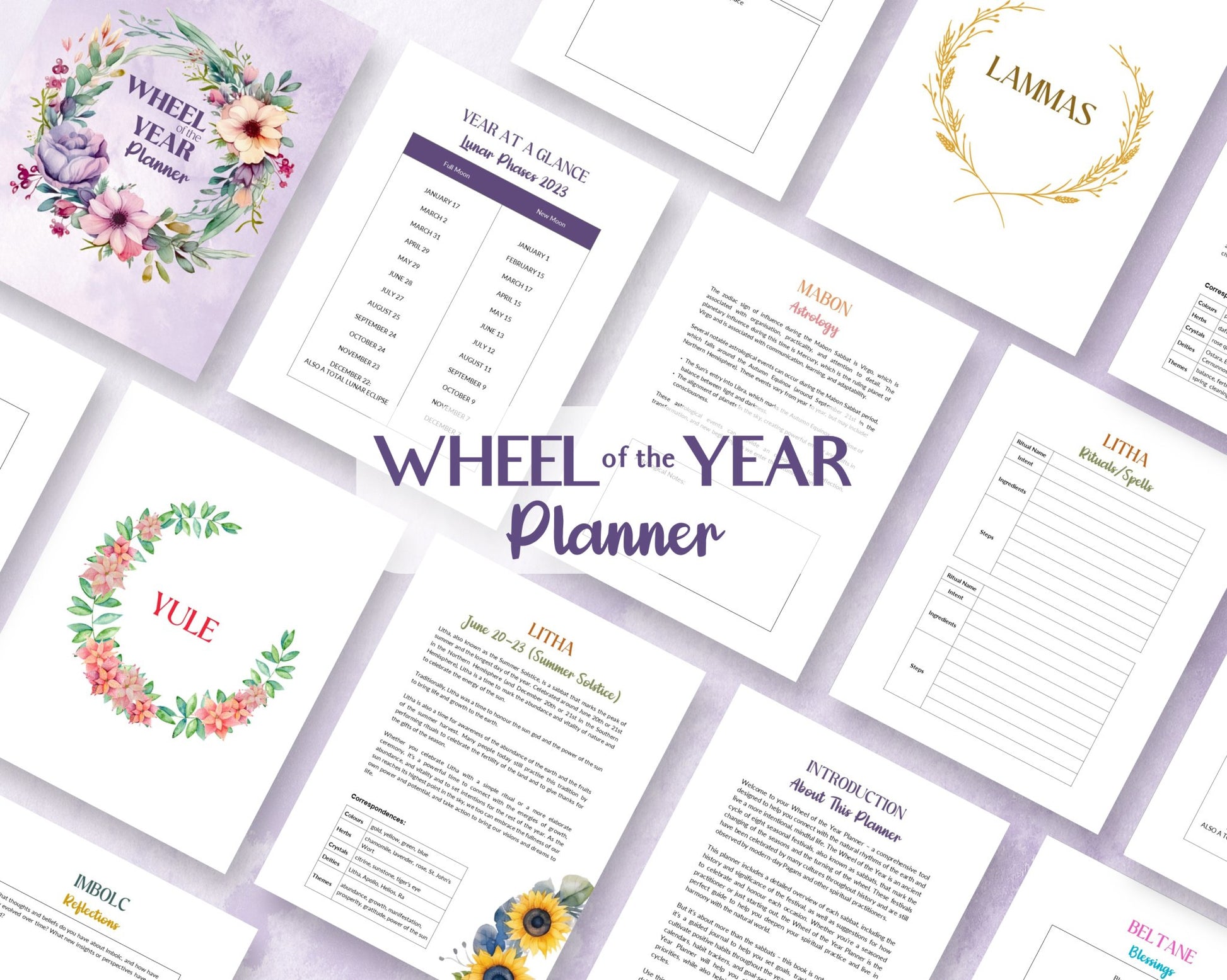 Wheel of the Year Planner - Printable - Designed by Naomi - Designed by Naomi