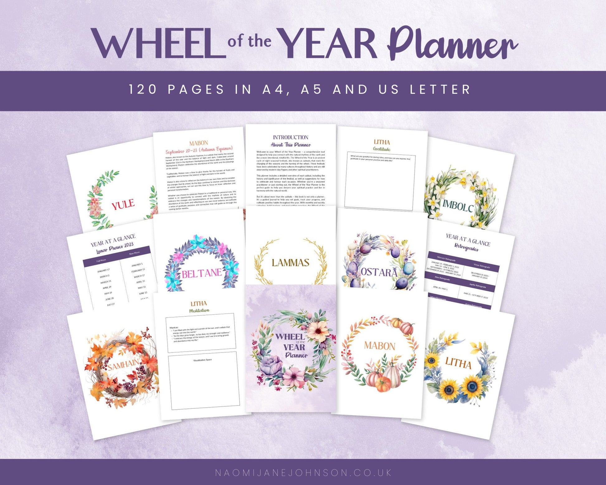 Wheel of the Year Planner - Printable - Designed by Naomi - Designed by Naomi